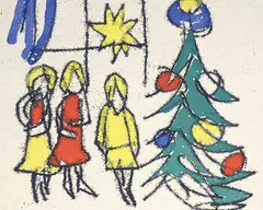 Untitled - Christmas Tree by Maxwell Bennett Bates, colour monoprint, sold Nov 1994