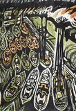 Alistair Macready Bell, Boats in Winter #13/15, 1953, colour wood block on paper