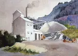 James Dichmont, Cement Plant, Exshaw, 1940, watercolour on paper