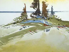 Golden Eclipse by Robert Genn, watercolour on illustration board, sold Nov 1994