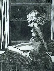 Evening Star #10/100 by William Frederick George Godfrey, wood block on paper, sold Nov 1994