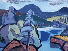 On the Highwood by Wesley Fraser Irwin, acrylic on wood board, sold Nov 1994