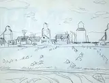 Illingworth Kerr, Untitled - Sketch of Prairie Town
