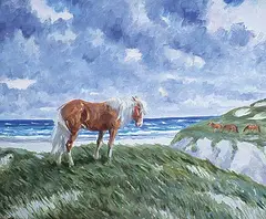John Douglas Lawley, The Old Stallion, oil on canvas board