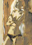 Nude and Window by Robert F.M. McInnis, 1985, oil on mat board, sold Nov 1994