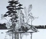 Walter J. Phillips, Lac Lu, wood engraving on paper