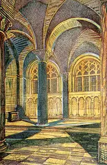 Cyril Power, The Chapel [Westminster Chapel, Evening] #4/50, 1928, lino block on paper