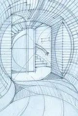 Cyril Power, Tube Staircase Study No.1, 1930, pencil on paper