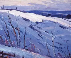 René Richard, Untitled - Hiver a Baie St. Paul, 1952, oil on wood board