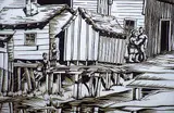 Clifford Foard Robinson, Steveston, B.C., wood block on paper