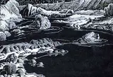 Margaret Shelton, Thomson River #22/50, 1943, lino block on paper