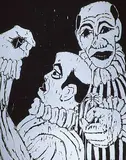 John Harold Thomas Snow, Two Clowns #23/50, 1951, wood block on paper