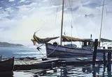 Brian Travers-Smith, Untitled - Boat and Dock, 1965, watercolour on paper