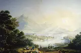 George Baxter, Lake Lucerne, Switzerland - after Turner, 1857, colour wood block on paper