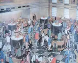 William Kurelek, Untitled - Stock Exchange #67/950, 1973, photolithographic reproduction on paper