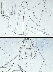 Untitled - Figure Study by Michael Morris, 1961, monoprint on hand made paper, sold Nov 1994