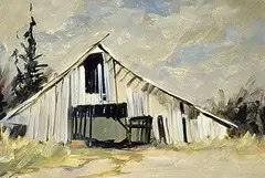 Egbert Oudendag, Untitled - The Old Barn, oil on wood board