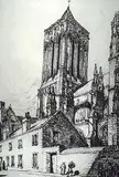 Cyril Power, Latone Penchee, S. Jean Caen No.7, etching on paper