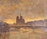 Frank Armington, Untitled - Paris Night Scene, Notre Dame