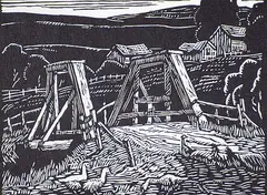 Roy Austin, Untitled - Wooden Bridge, wood block on paper