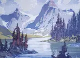 A.C. and Barbara Leighton - Barleigh, Emerald Lake #37/100, colour wood block on paper
