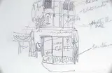 Maxwell Bennett Bates, Untitled - Sketch for a Cafe Scene