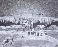 Christmas Mail by Henry Eric Bergman, 1928, wood engraving on paper, sold Apr 1994
