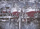 Samuel Black, Salmon Boats #A.P. IV/VI, colour wood block on paper