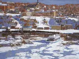 Le Traversier a Levis en Mars - The Ferry Crossing in March by Horace Champagne, 1988, pastel on paper, sold Apr 1994
