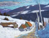 Rang Ste. Marie in March by Horace Champagne, 1990, pastel on coloured paper, sold Apr 1994