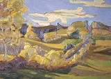 Gilbert A. Flodberg, Morning Gold, Autumn '71, Priddis Area, 1971, oil on wood board