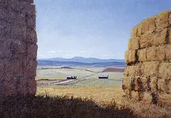 Stack Frame by Richard Audley Freeman, acrylic on wood board, sold Apr 1994