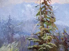 Orestes de Grandmaison, Rainy Weather in the Rockies, oil on canvas