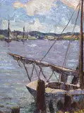 Randolph Hewton, Toronto Bay and Islands, oil on canvas board