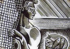 Laurence Hyde, Untitled - Fisherman, wood engraving on paper