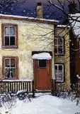 John Kasyn, On Cherry Street, oil on wood board