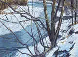 Steve Kiss, Elbow River - Partially Frozen, 1994, casein tempera on illustration board