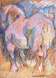 Manly MacDonald, Untitled - In the Stable, pastel on paper