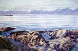 William Maltman, Freighter Carrier - 5 A.M. Juan de Fuca St., 1970, watercolour on paper
