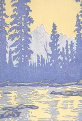 Thomas Wesley McLean, Cathedral Mountain, 1931, colour wood block on paper