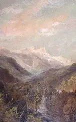 Rev. Dr. John Williams Ogden, The Lions from Capilano Hotel, Vancouver, B.C., oil on paper board