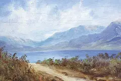Rev. Dr. John Williams Ogden, Untitled - Mountain Lake, oil on wood wood