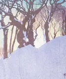 Walter J. Phillips, Snow Bank, 1923, colour wood block on paper