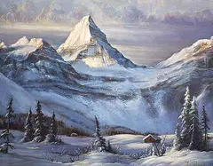 Frederick Priddat, Untitled - Winter Mountain Scene, oil on canvas