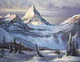Frederick Priddat, Untitled - Winter Mountain Scene, oil on canvas