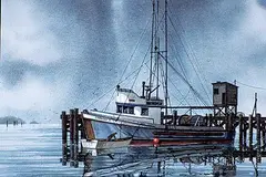 Kenneth Samuelson, Untitled - Trawler, watercolour on paper