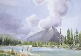 Sulphur Mountain on the Spray River by Margaret Shelton, 1944, watercolour on paper, sold Apr 1994