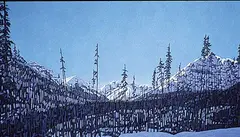 Sun Up - Vermillion Pass by Deborah Lougheed Sinclair, 1983, acrylic on canvas, sold Apr 1994