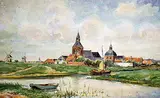 Delfshaven - Village Near Delft by Christian Pieter Snijders, 1921, watercolour on Whatman board, sold Apr 1994