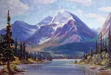 Frank A. Halliday, Untitled - Mountain Landscape, oil on wood board